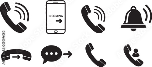 Collection of phone and communication icons on white background