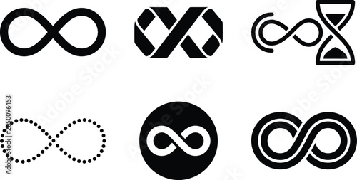 Cuadro en lienzo Infinity symbol icon set loop endless limit limit ribbon hourglass eternity tatt