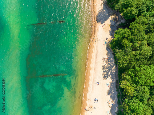 Narrow beach in Baltic Sea in summer