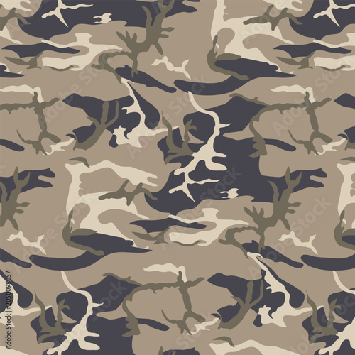 Fotografía Desert beige and khaki camouflage pattern with dark accents