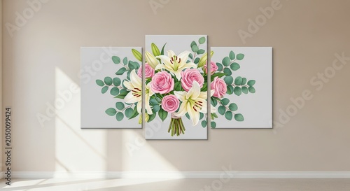Canvas art print of a floral bouquet displayed on a wall