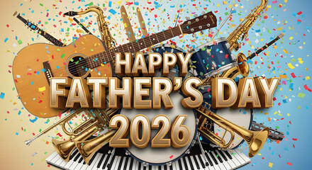 Father's Day celebration card with musical instruments
