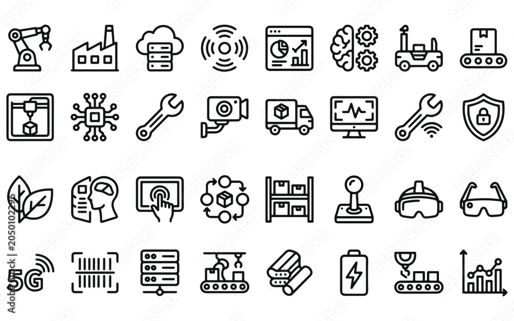 © TouhidaJahan - Industry icons for manufacturing technology and logistics