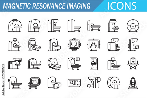 Tableau sur toile Magnetic Resonance Imaging MRI Icons Set for Medical Diagnostics and Radiology
