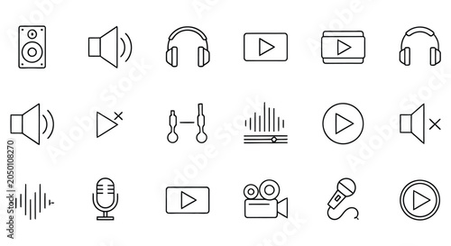 Vector icons for audio video media playback
