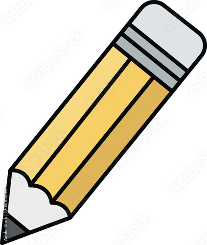 Bilde på lerret Simple yellow wooden pencil with gray ferrule and graphite point