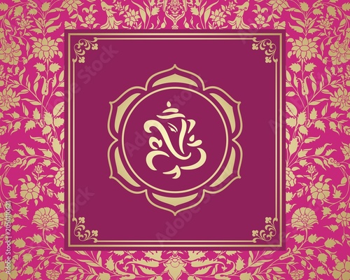 Ganesha, wedding card, royal Rajasthan, India	