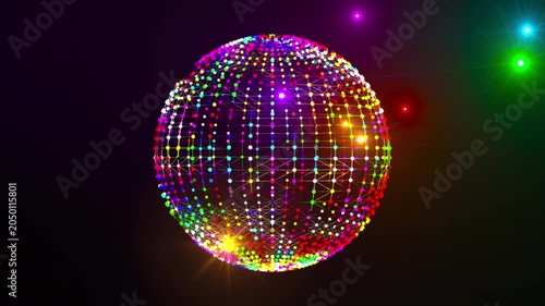 Colorful Neon Sphere Tunnel Background with Glowing Effects, Perfect for VJ Loops and Music Video Backgrounds, Ultra HD 4k