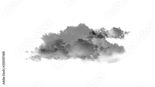 Abstract halftone cloud graphic shape as cut out PNG