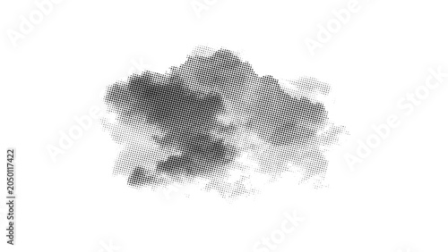 Distressed halftone cloud texture shape as isolated element