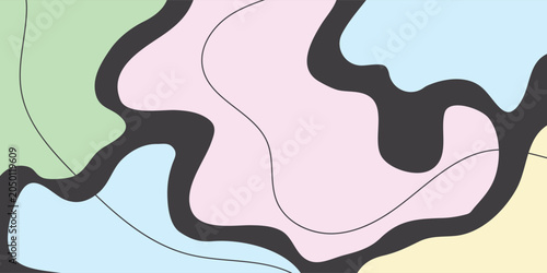 Fotografie Abstract colorful organic shapes with smooth curves.