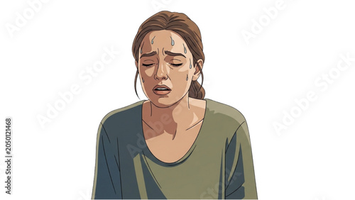 Bild auf Leinwand Woman expressing sadness in an illustration