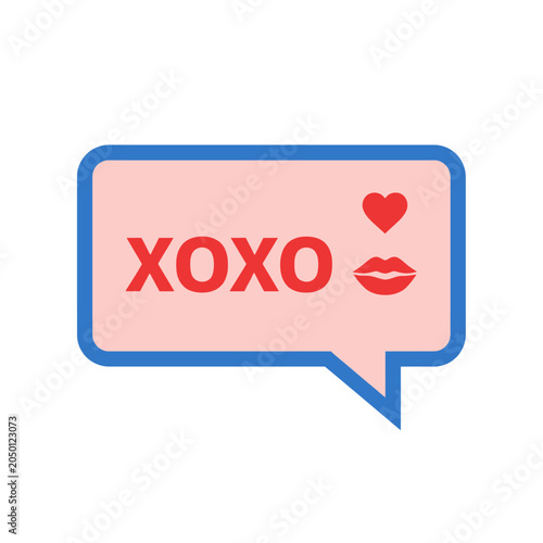 XOXO speech bubble with heart and lips icon
