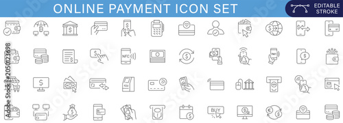 Cuadro en lienzo Online Payment and Digital Banking Icon Set Collection with Mobile Wallet, Credi