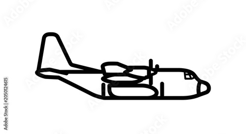 Black line art illustration of airplane