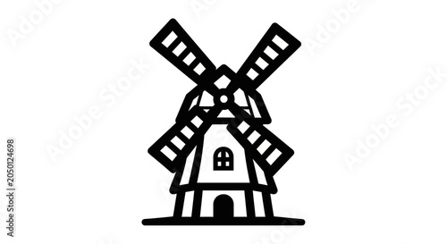 Black silhouette of a traditional windmill