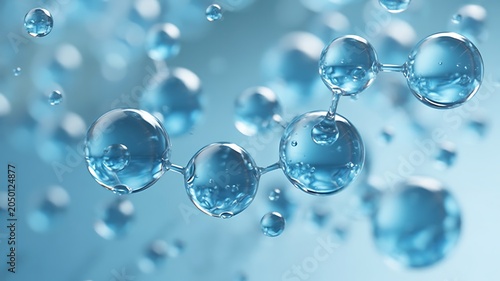 Molecular structure with blue bubbles