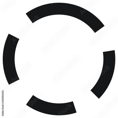 Abstract Circular Segment Frame PNG, Modern Geometric Round Border, Black Decorative Ring Clipart
