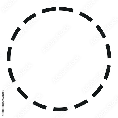 Elegant Dashed Round Border PNG, Minimalist Circular Frame Element, Modern Black Decorative Outlineอ