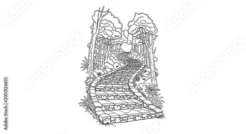 Staircase made of stone blocks outside.