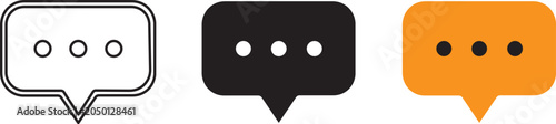 Fotografie Speech bubble icons set with ellipsis symbol in line art