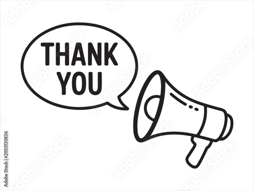 Thank You Speech Bubble with Megaphone Line Icon vector