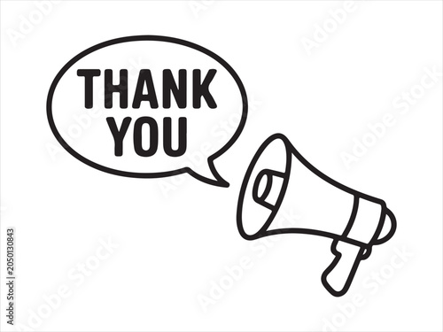 Thank You Speech Bubble with Megaphone Line Icon vector