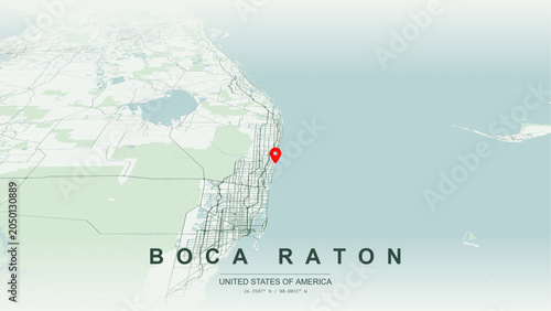 Obraz na plátně Modern minimalist vector map of Boca Raton, Florida, USA