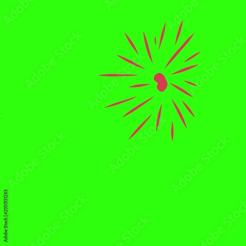Hand-drawn red heart burst loop animation video on a greenscreen, chroma key background for Valentine's Day, weddings, and lovers.
