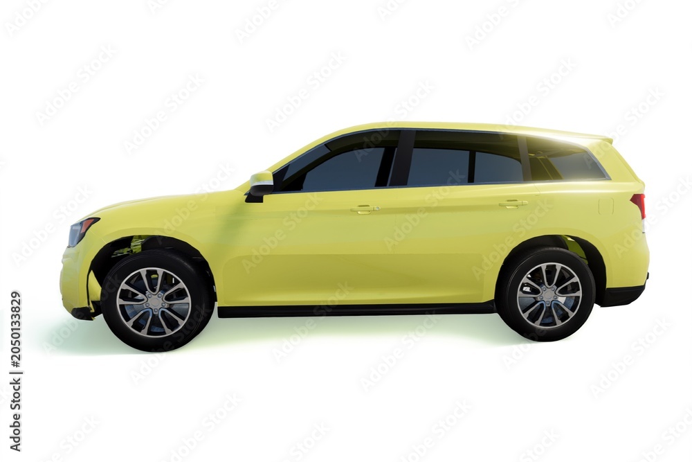 Obraz premium High-quality 3D render of a generic modern crossover SUV isolated on white studio background.