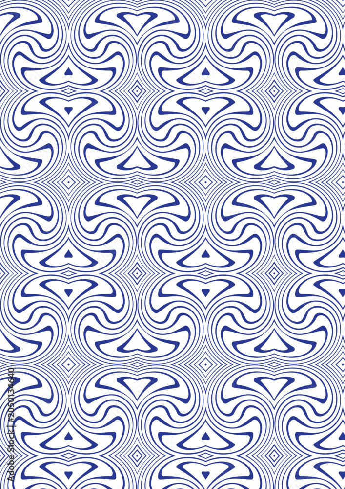 Obraz premium Seamless repeating pattern with blue art deco inspired swirls