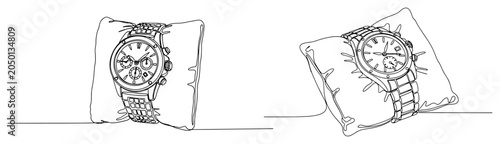 Foto Luxury wristwatches on display pillows in continuous line art style
