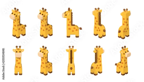 Fototapeta na wymiar Group of cartoon giraffes standing.