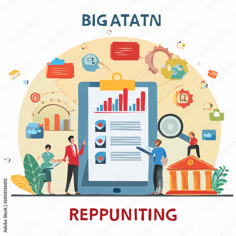 Fototapeta premium Business team analyzing complex big data reports and financial statistics on a digital tablet screen for corporate growth and strategy development