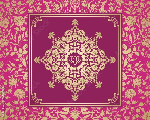 water lily, wedding card design, royal India	