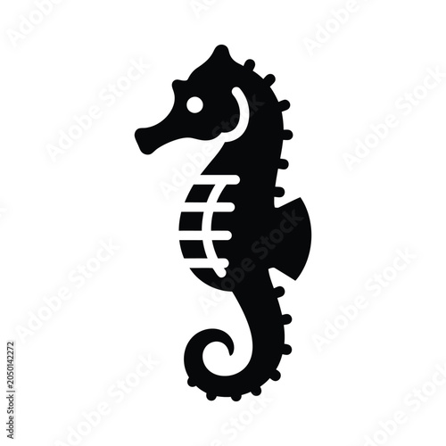 Black Silhouette Seahorse Vector Illustration Minimalist Animal Art