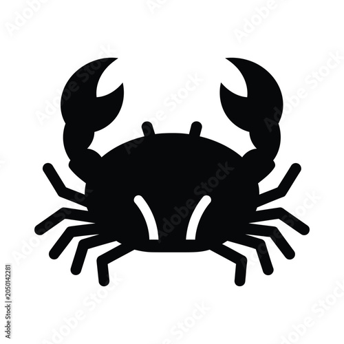 Black Silhouette Crab Vector Illustration on White Background Minimalist Design