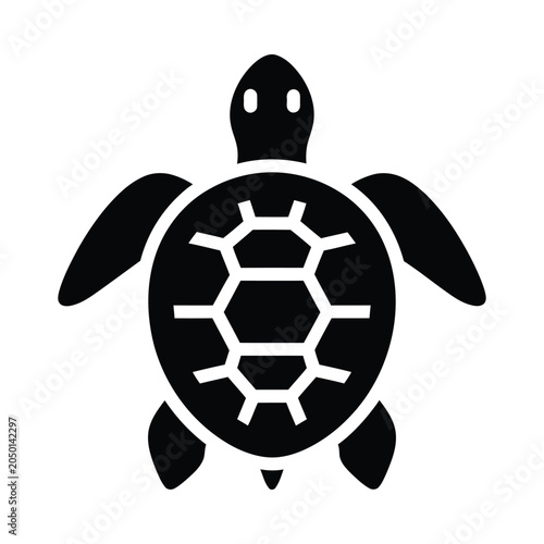 Black turtle icon with white shell pattern on plain background