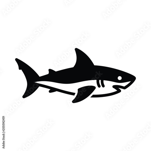 Black silhouette of a shark swimming