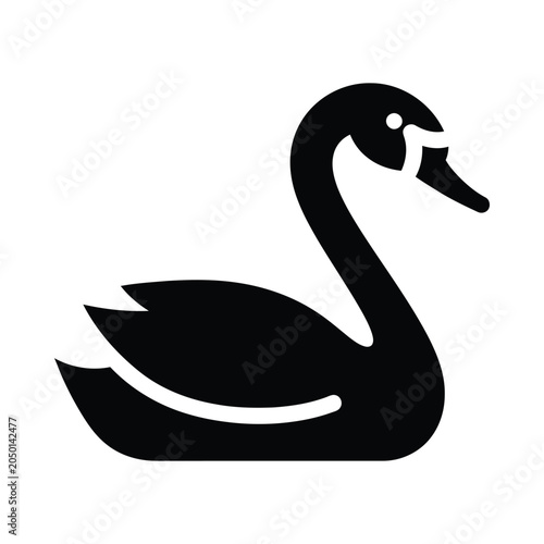 Black Swan Icon on White Background