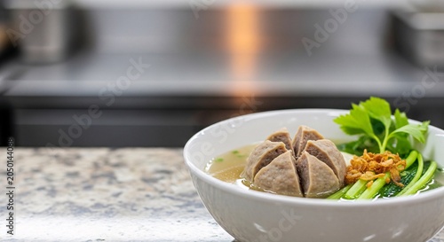 Delicious Bakwan Sayur vegetable fritter dish served in a bowl on a kitchen counter with fresh vegetables.