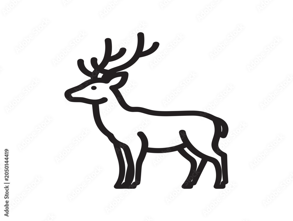 Obraz premium Minimalist Line Art Deer Illustration Vector Animal Wildlife Icon Silhouette