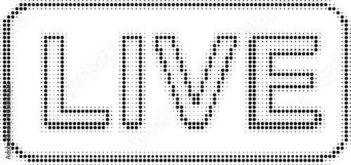 Live Streaming Halftone Dot Text Design on Transparent Background
