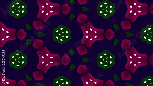 Seamless red geometric kaleidoscope pattern loop with organic tessellation design