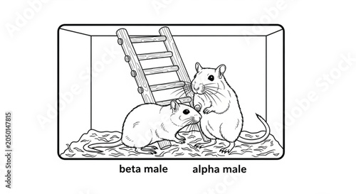 Two male hamsters in cage together.