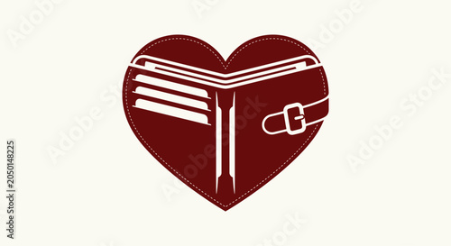 Photos Heart shaped wallet with strap and buckle vector illustration