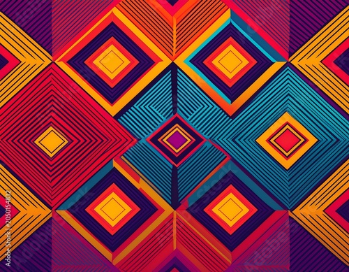 vibrant geometric pattern design on textiles with bold colors in an artisan fabric print