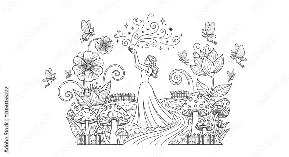 Obraz premium Woman holding flower bouquet standing alone.