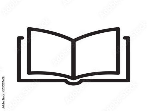 Open book line art vector illustration minimalist outline icon design