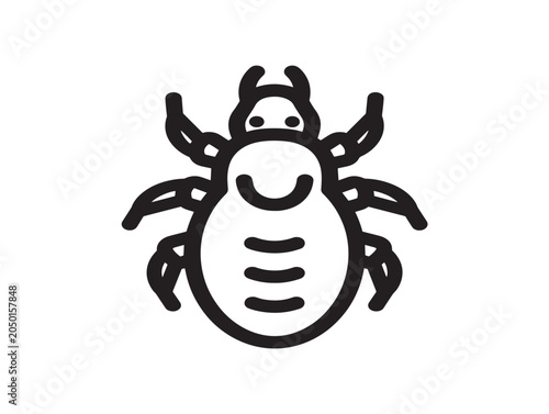 Black and White Line Art Vector Illustration of a Cartoon Insect Bug Outline